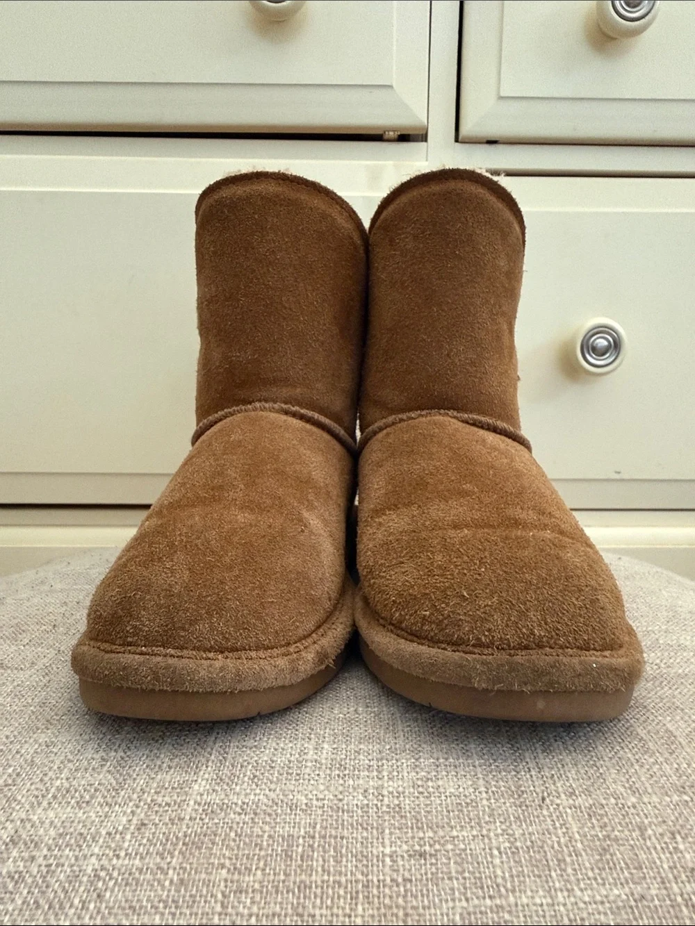 BearPaw Kids Brown Suede Button Short Boots